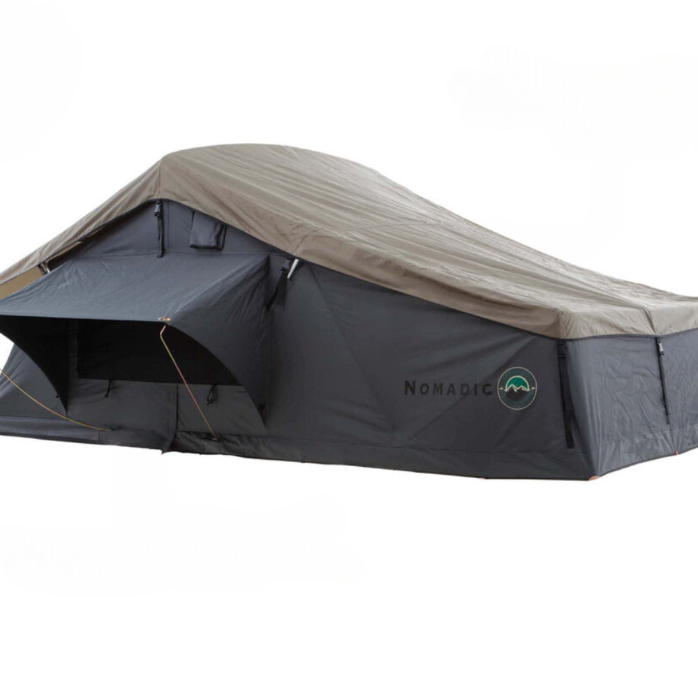 Extended Roof Top Tent in Dark Gray side view