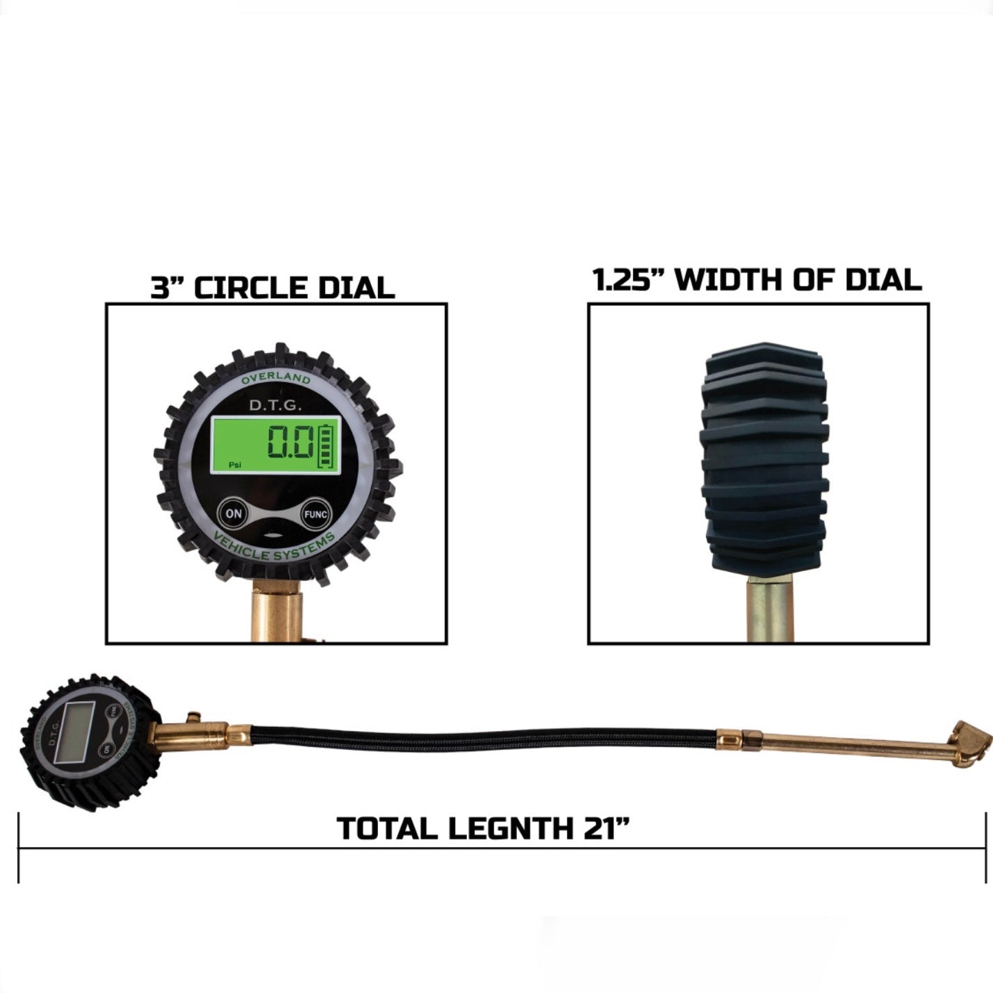 Universal Digital Tire Gauge, Valve Kit & Storage Bag