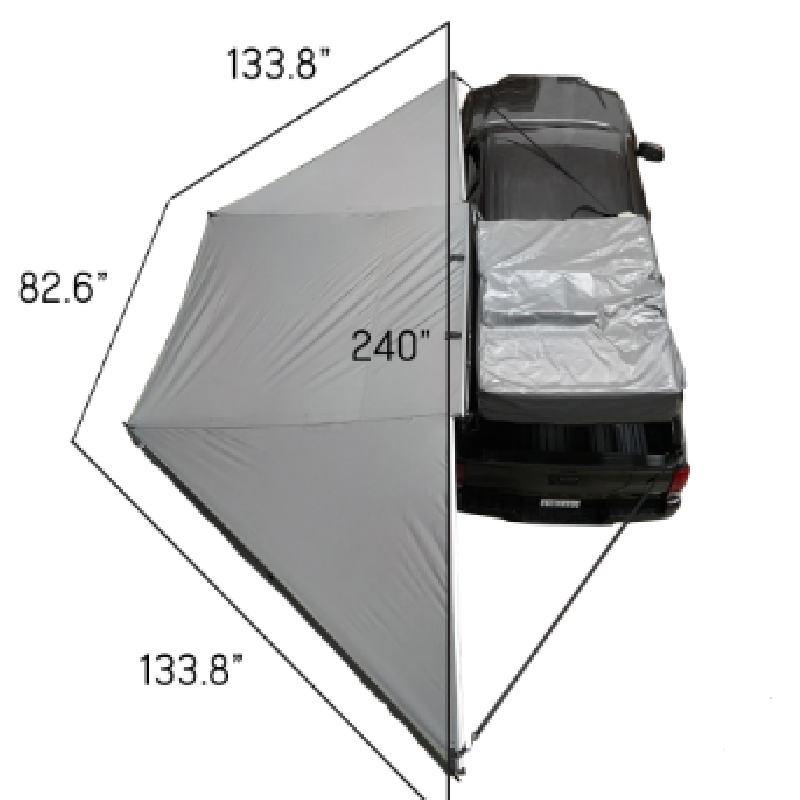 Overland Vehicle Systems Nomadic Awning 180 - Dark Gray Cover With Black Transit Dimensions 